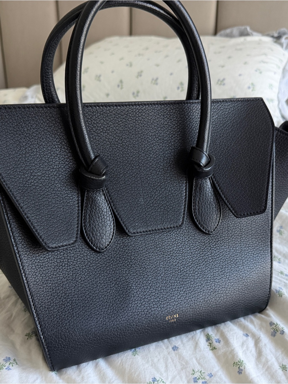 Limited Celine Black Leather Tie Tote